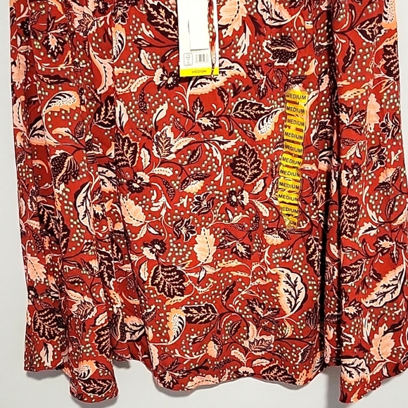 Jessica Simpson Leslie Boho Long Flare Sleeve Tunic Vneck Tie Paisley Medium NWT - Picture 3 of 6